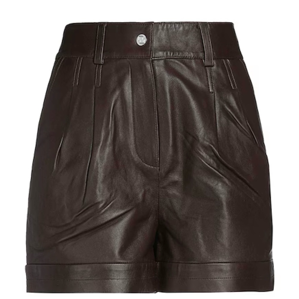 MAJE Brown Leather Shorts